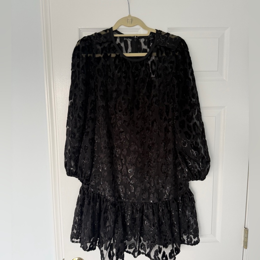 NWT J. Crew Black Leopard Velvet Dress Size 6